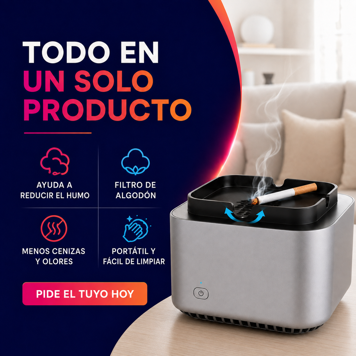 SmokeClean Pro™ – Cenicero Inteligente