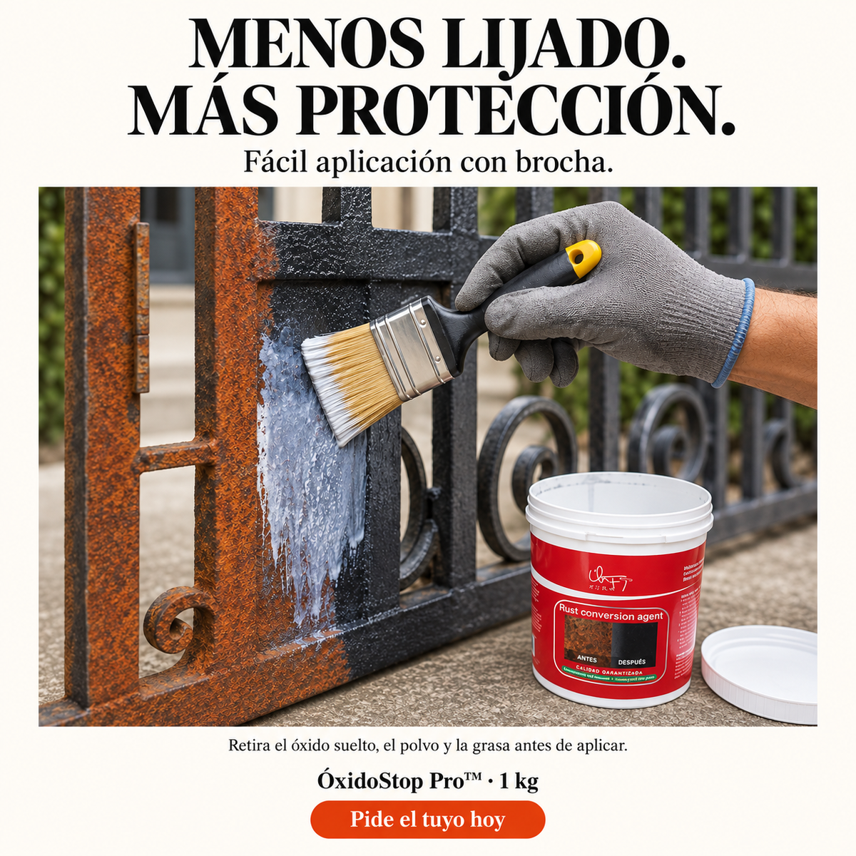 ÓxidoStop Pro™ — Convierte el óxido y protege tus metales.