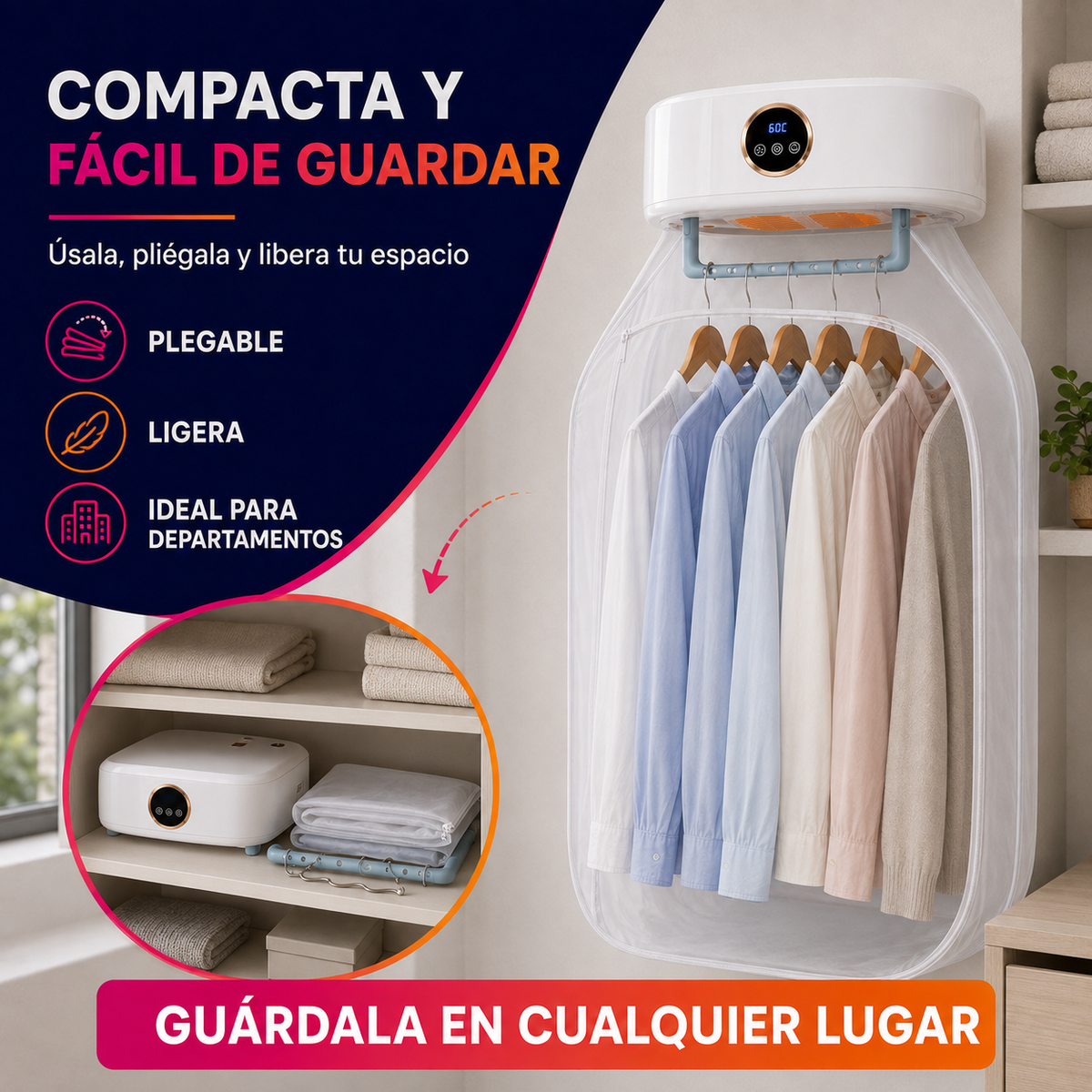 SecaFácil Pro™ – Secador Colgante de Ropa