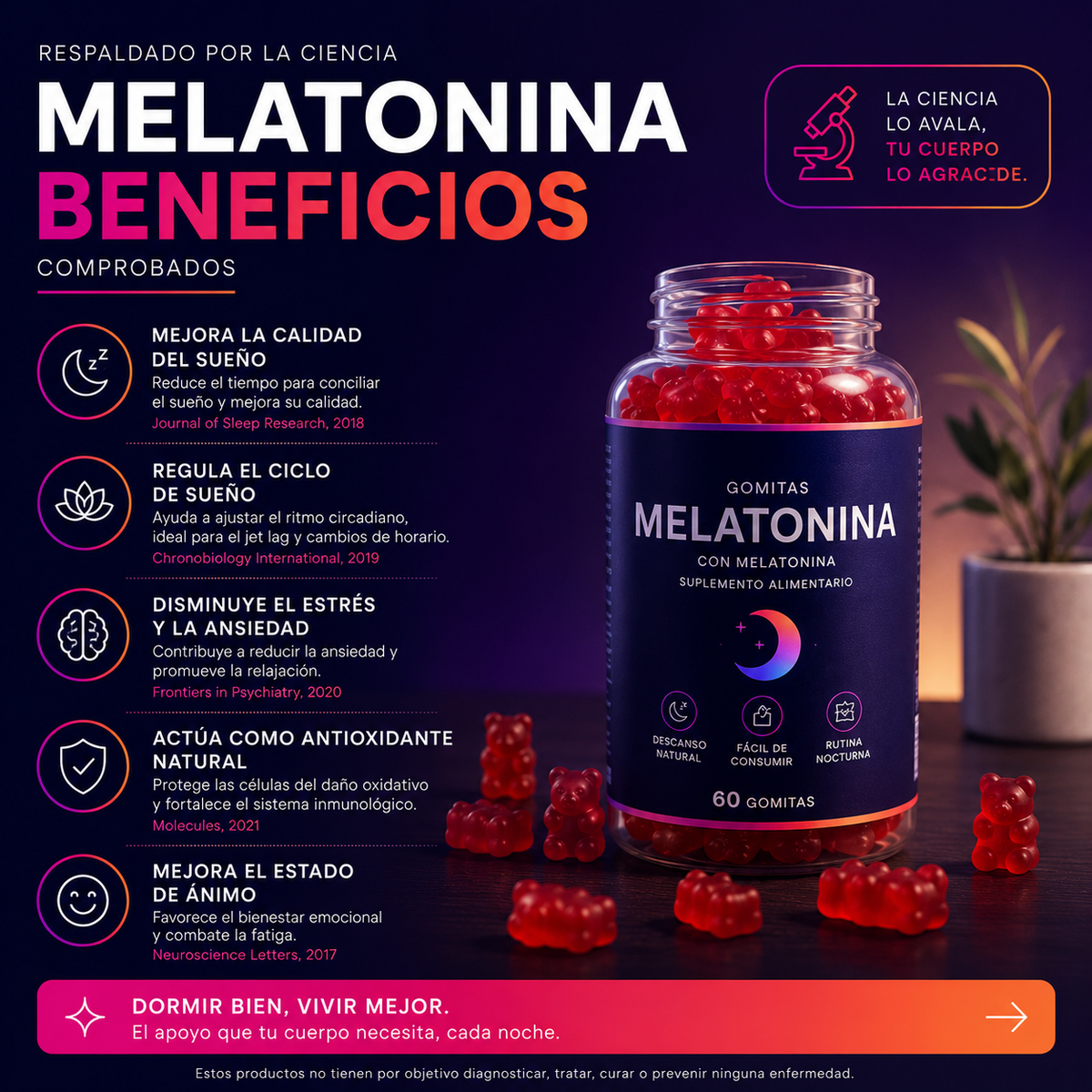DormirZen™ | 60 Gomitas de Melatonina para el Descanso