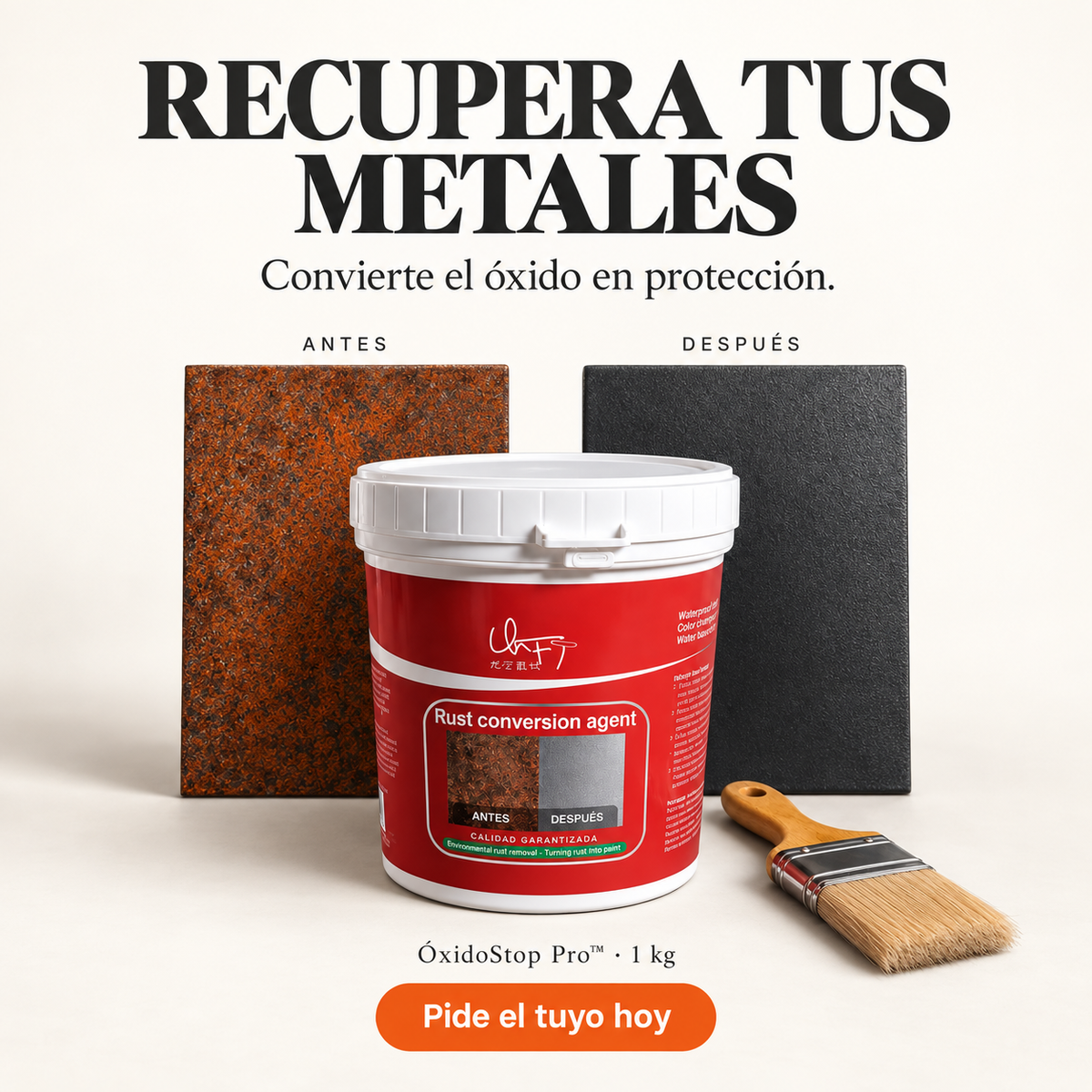 ÓxidoStop Pro™ — Convierte el óxido y protege tus metales.