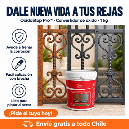 ÓxidoStop Pro™ — Convierte el óxido y protege tus metales.