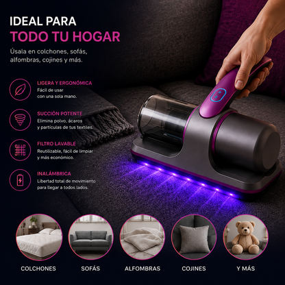 AcaroClean™ UV | Aspiradora Antiácaros Inalámbrica con Tecnología UV