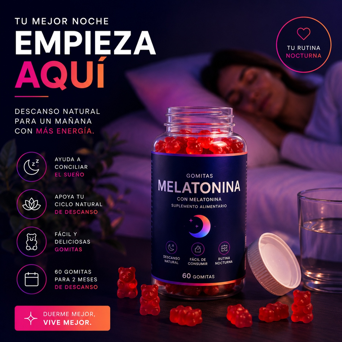 DormirZen™ | 60 Gomitas de Melatonina para el Descanso
