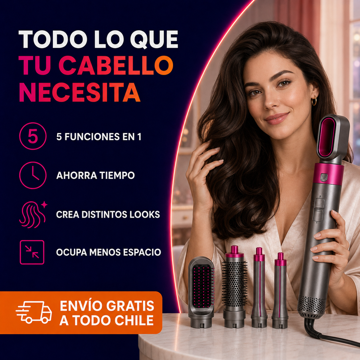 StyleAir 5X™ | Cepillo Moldeador de Cabello 5 en 1